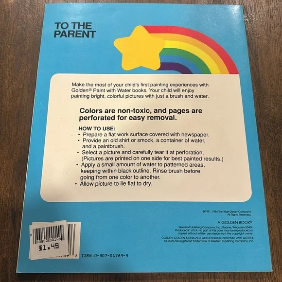 Vintage 1991 Walt Disney’s Fairy Tales Paint with Water Book - Picture 2 of 2